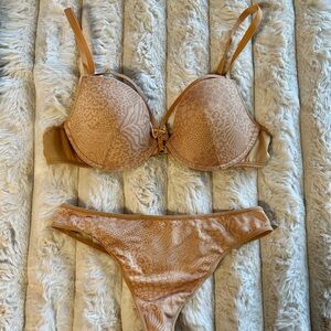 Marlies Dekkers Push-Up Bra & Bikini Set - Subtle Sexy Tan Animal Print